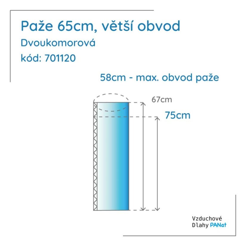 Paže 65 cm, dvoukomorová, větší obvod