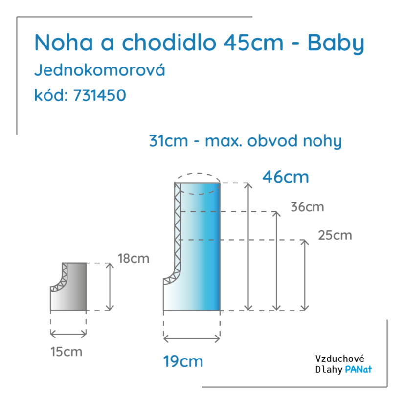 Noha a chodidlo 45 cm