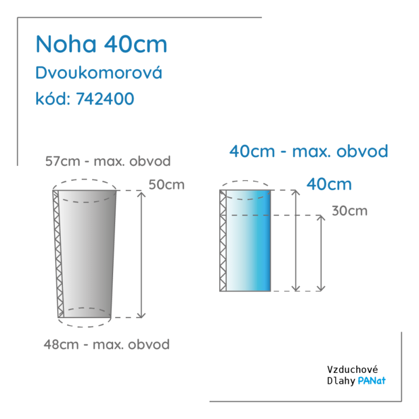 Noha 40 cm, dvoukomorová